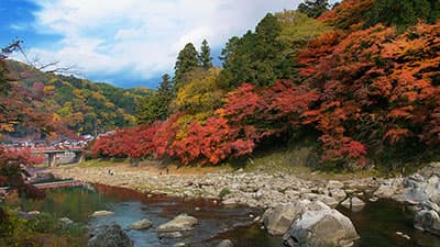 秋の紅葉を楽しむ「香嵐渓」